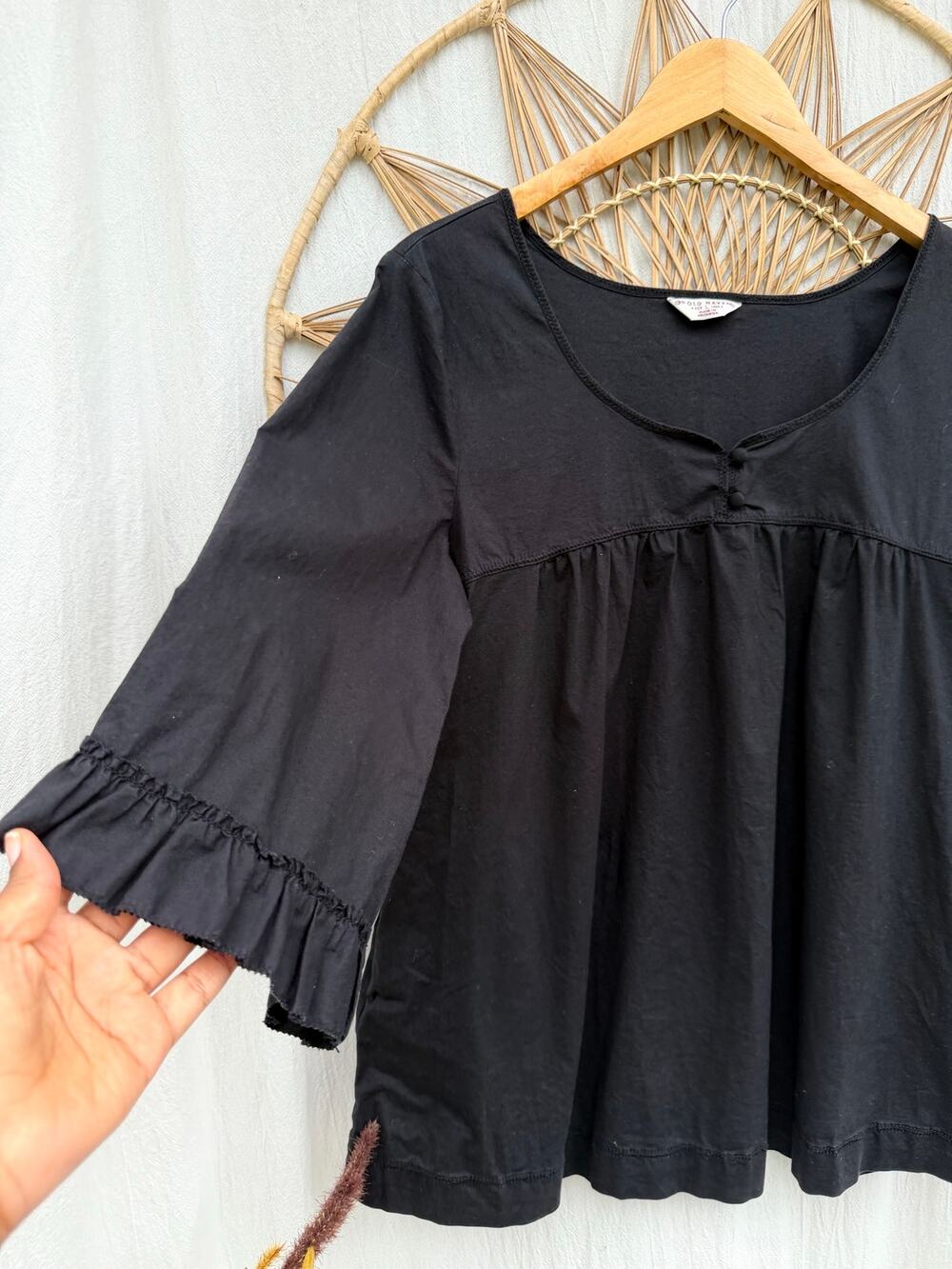 Black Y2K Vintage Style Old Navy Cotton Women’s Babydoll Tunic Top Sz Large